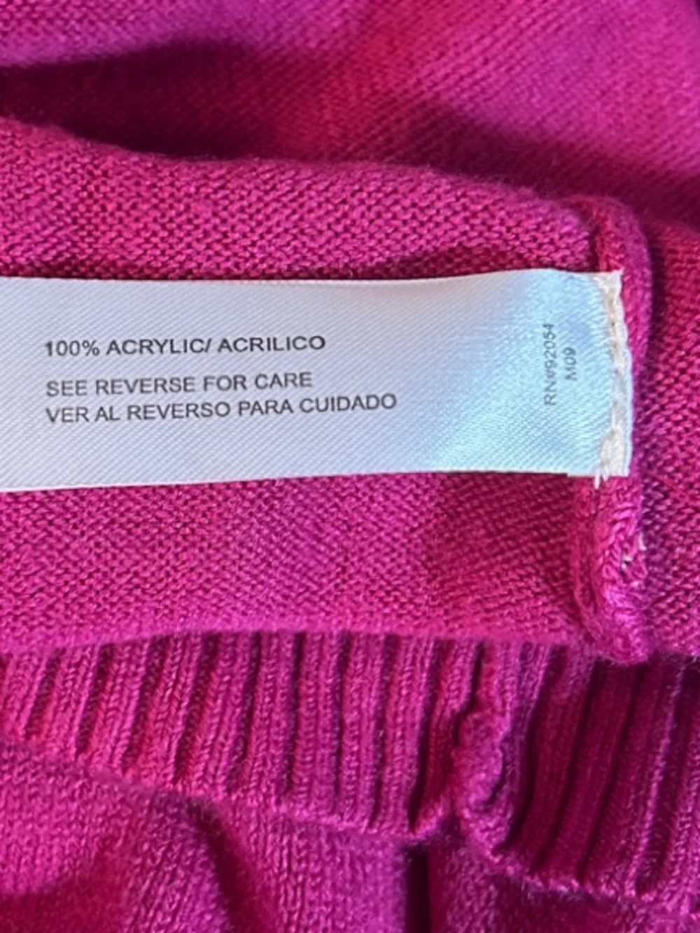 NWT Debbie Morgan Women’s Fuchsia 3/4 Length Sleeve V-Neck Sweater Size XL